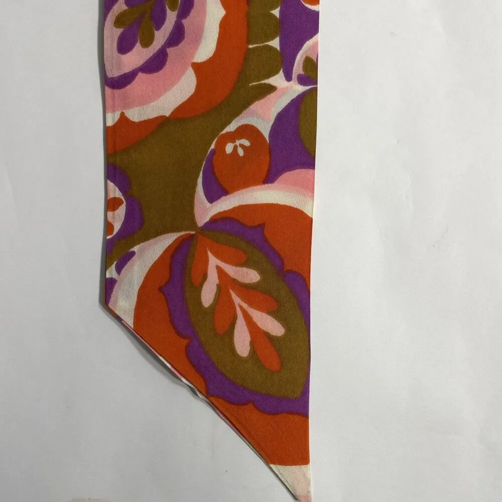 Orange Green Purple Pink White Double Sided 100% Silk Ponytail Scarf 48” X 4”
